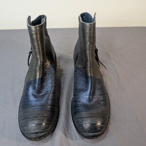 Felmini Falling in Love Metallic Gold Blue Low Heel Ankle Boots Women Size 37